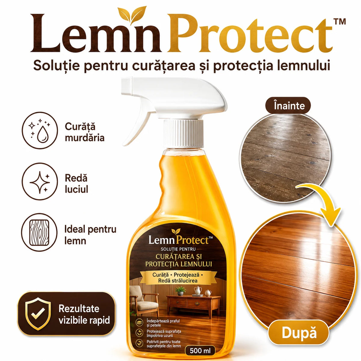 Soluție pentru reîmprospătarea și întreținerea lemnului - LemnProtect™