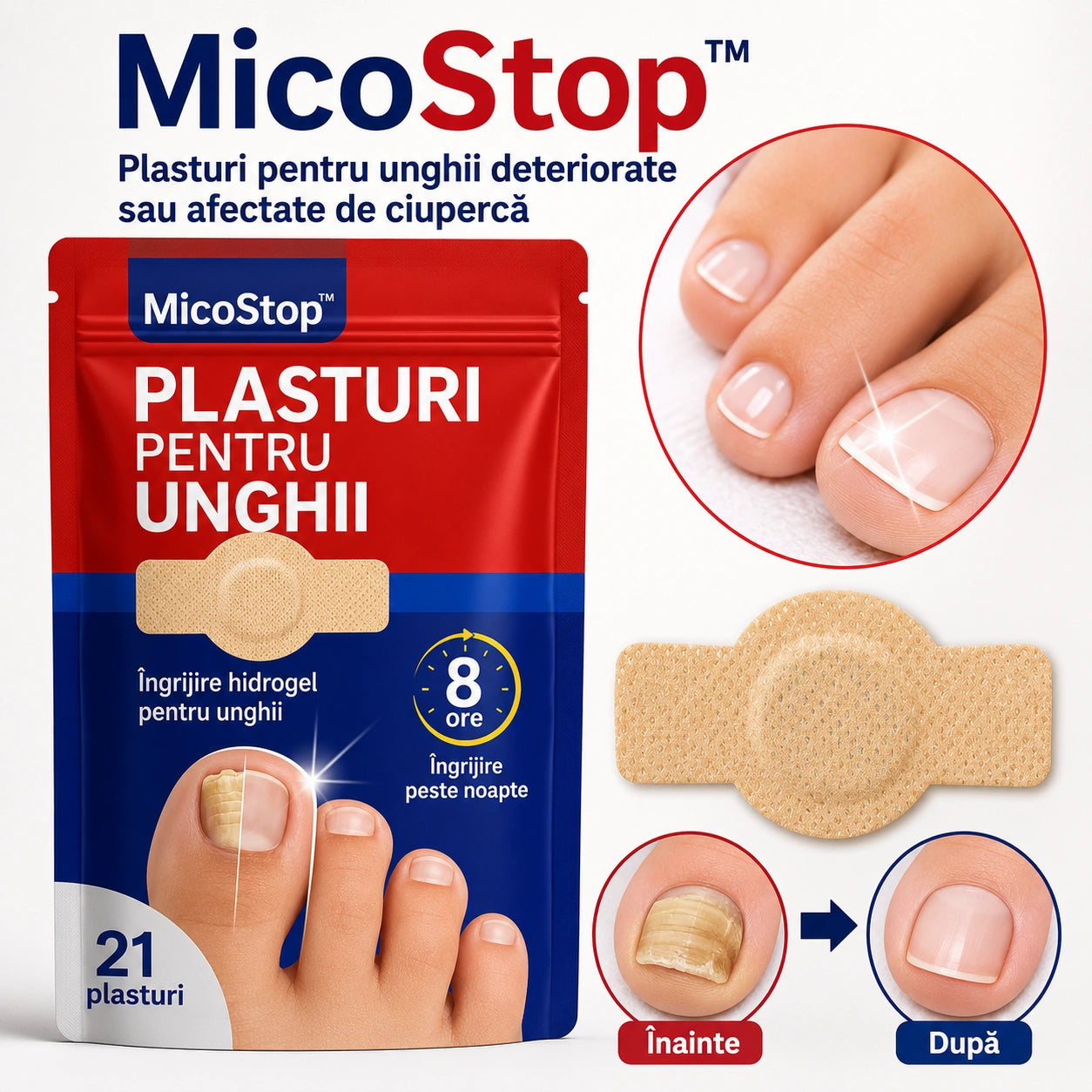MicoStop™ - Plasturi pentru unghii deteriorate sau afectate de ciupercă