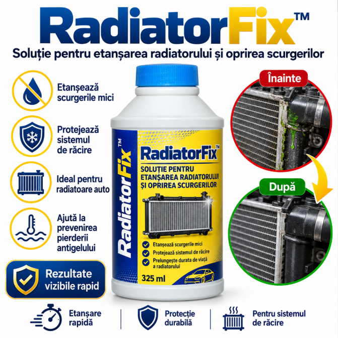 Soluție pentru etanșarea rapidă a fisurilor și scurgerilor din radiator - RadiatorFix™