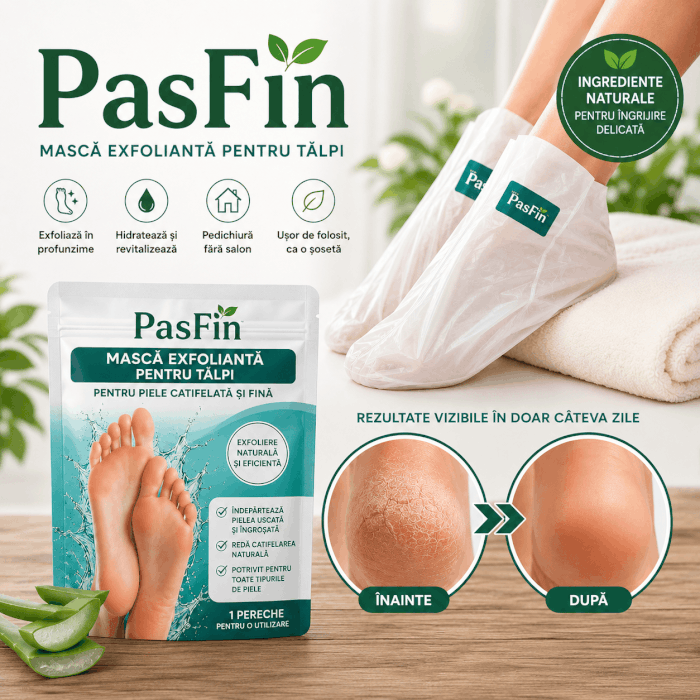 PasFin™ - Masca exfoliantă pentru tălpi mai fine și îngrijite, direct la tine acasă