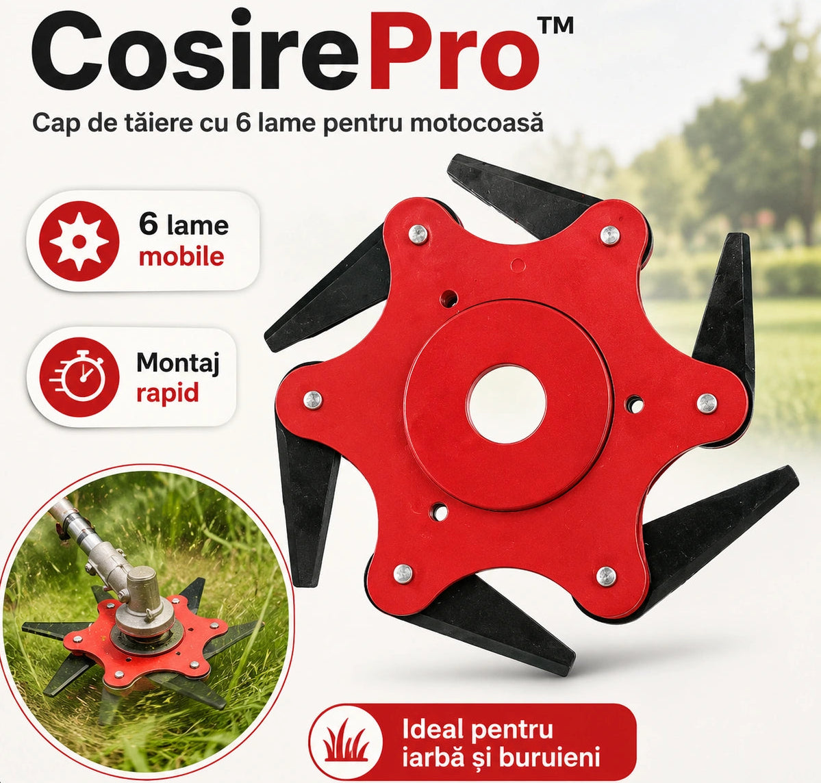 CosirePro™ – Cap de tăiere cu 6 lame pentru motocoasă