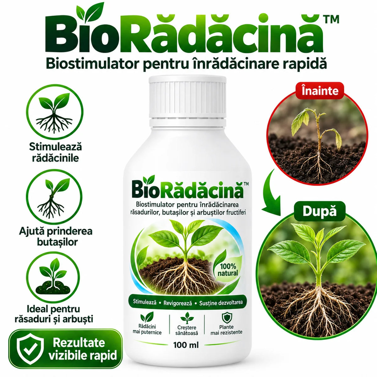 Biostimulator pentru înrădăcinare rapidă și dezvoltarea sănătoasă a plantelor - BioRădăcină™