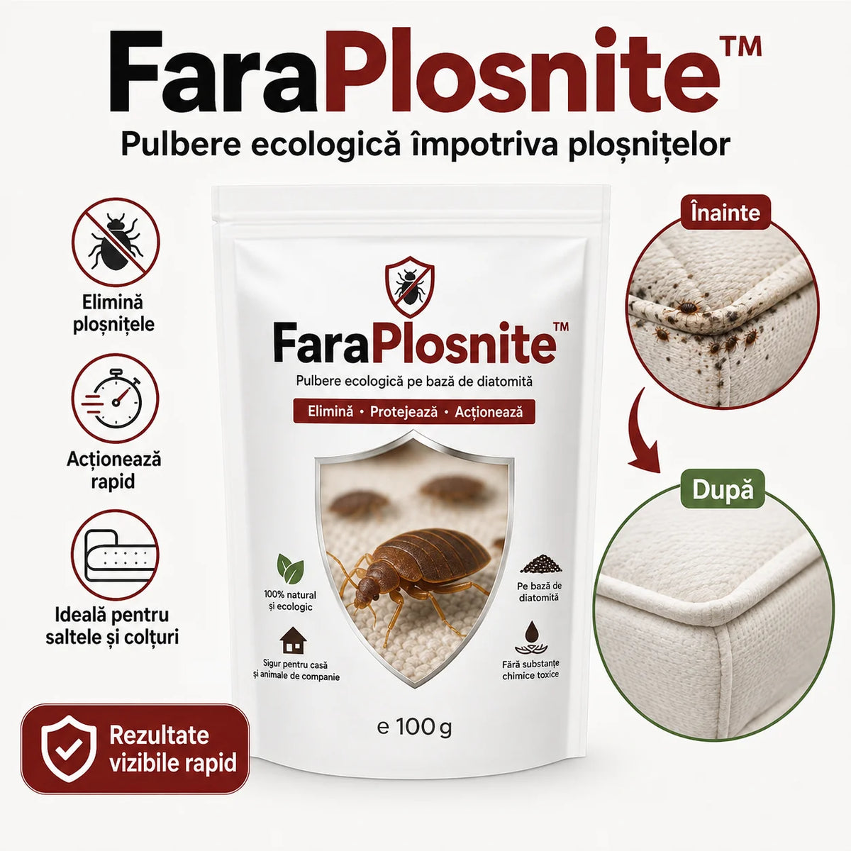 Pulbere profesionala pe bază de diatomee pentru combaterea ploșnițelor - FaraPlosnite™