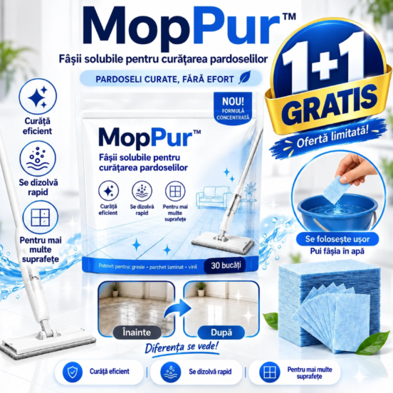 (1+1 GRATIS) MopPur™ – Fâșii solubile pentru curățarea rapidă a pardoselilor