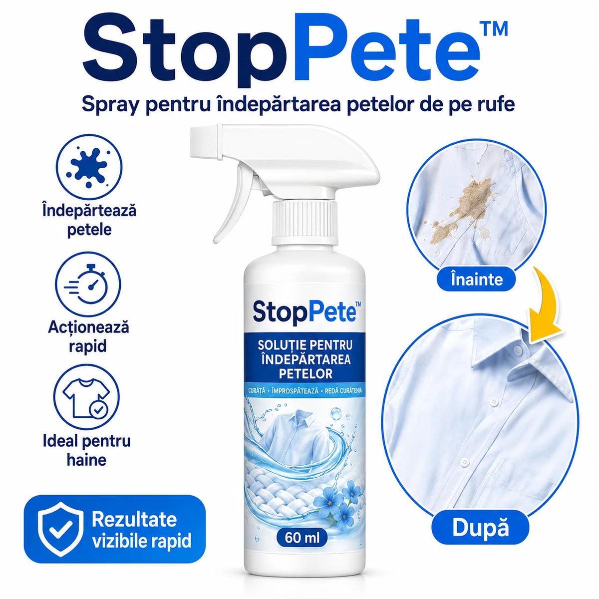 Spray concentrat pentru îndepărtarea rapidă a petelor - StopPete™