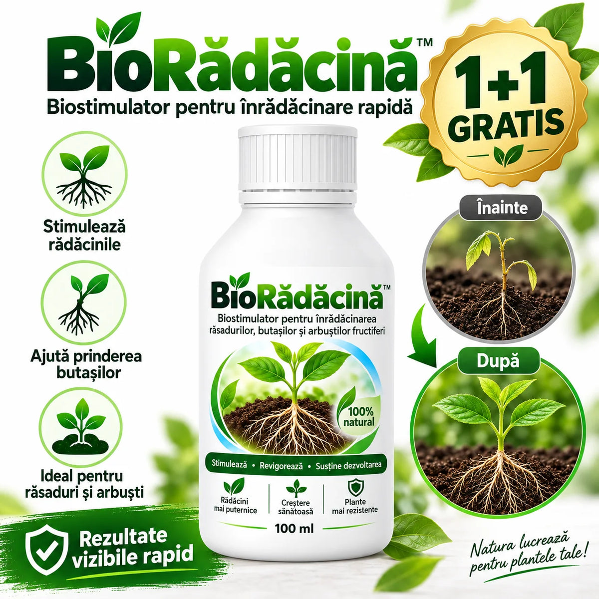 (1+1 GRATIS) Biostimulator pentru înrădăcinare rapidă și dezvoltarea sănătoasă a plantelor - BioRădăcină™