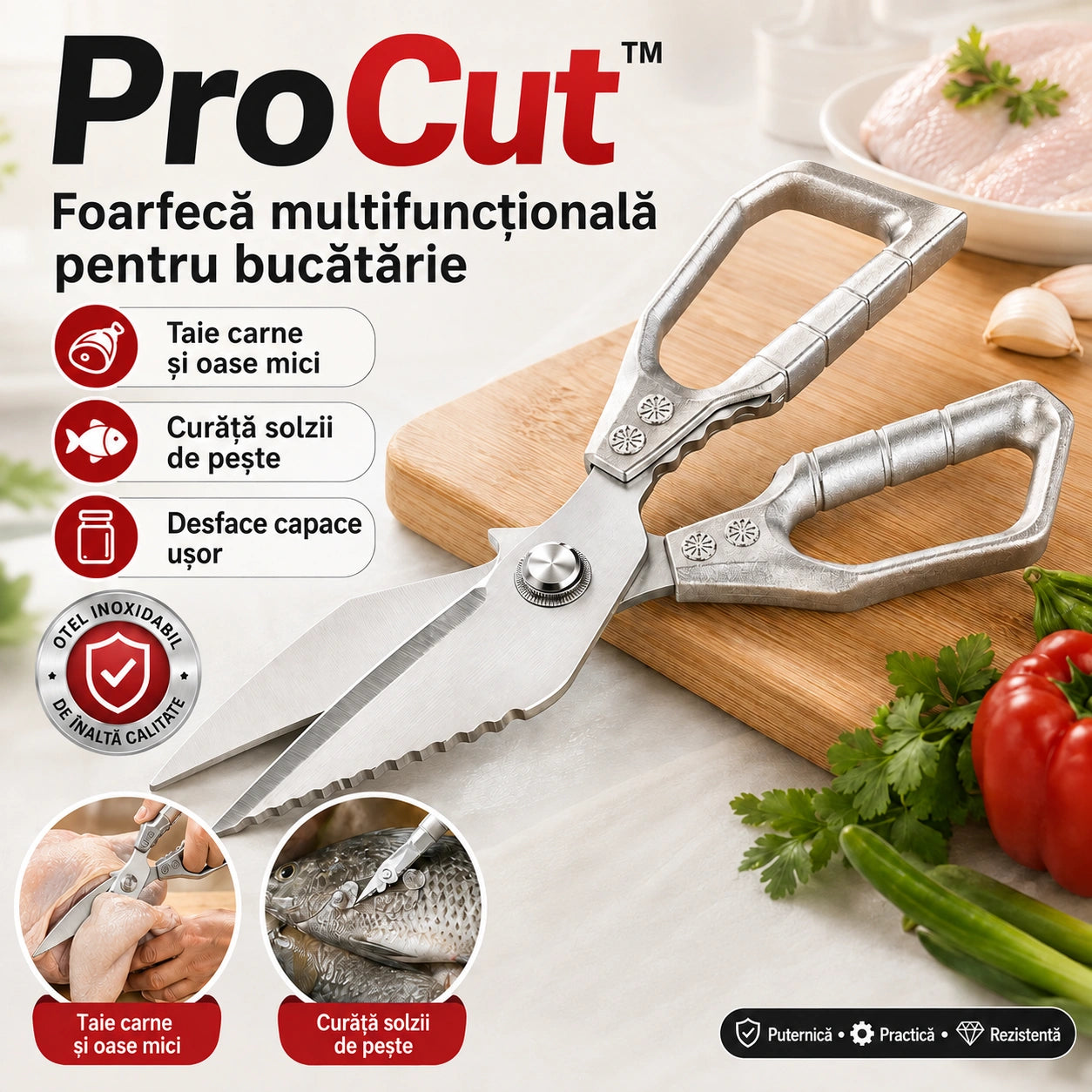ProCut™ – Foarfeca multifuncțională de bucatarie care face tăierile grele mai ușoare