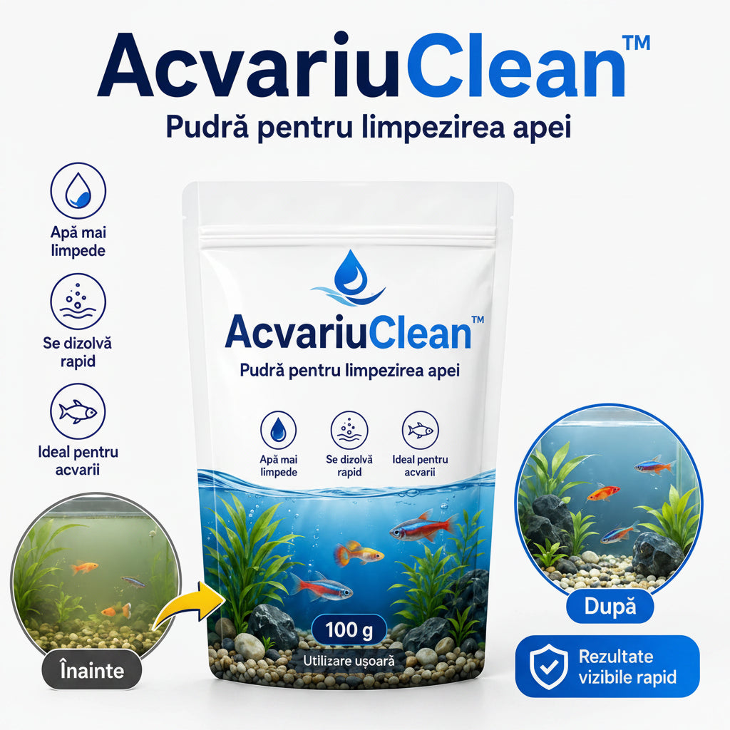 AcvariuClean™ – Pudră pentru curățarea și limpezirea apei din acvarii